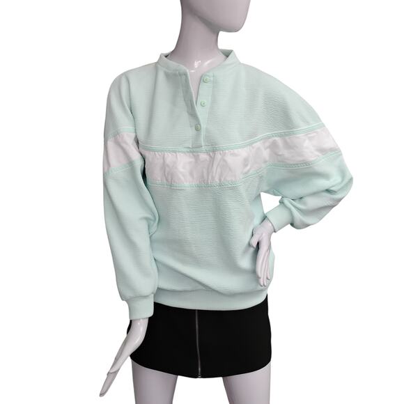 Vintage Lavon by Cheerful Corp Sweatshirt Top Size Small Mint Green and White - Picture 2 of 8